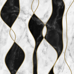 Wave Marble B&W Wallpaper