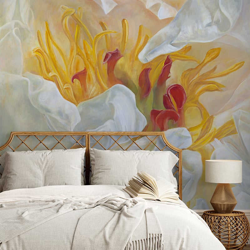 Yellow and White Peony Wallpaper