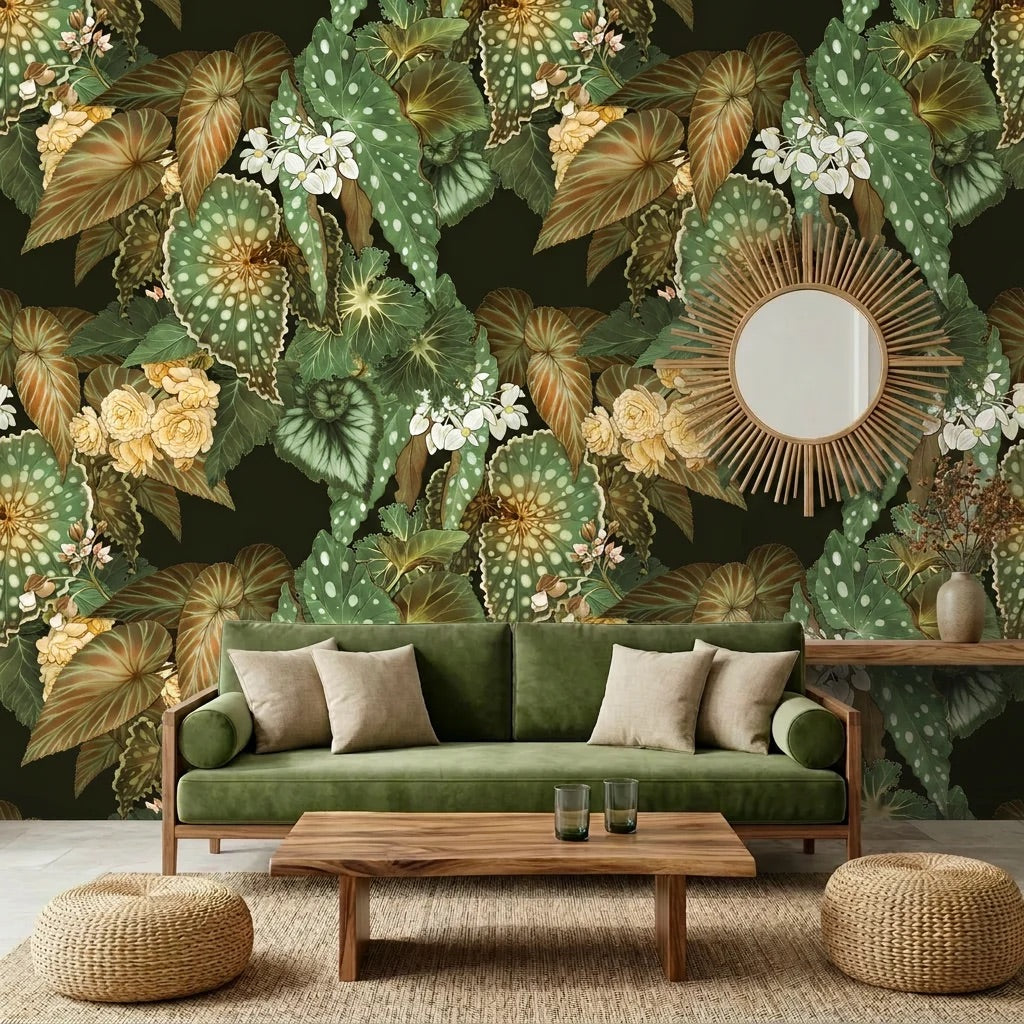 Begonia – Earthy Green Wallpaper