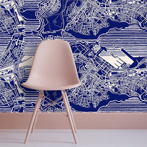 Cape Town Weave Delft Blue Wallpaper