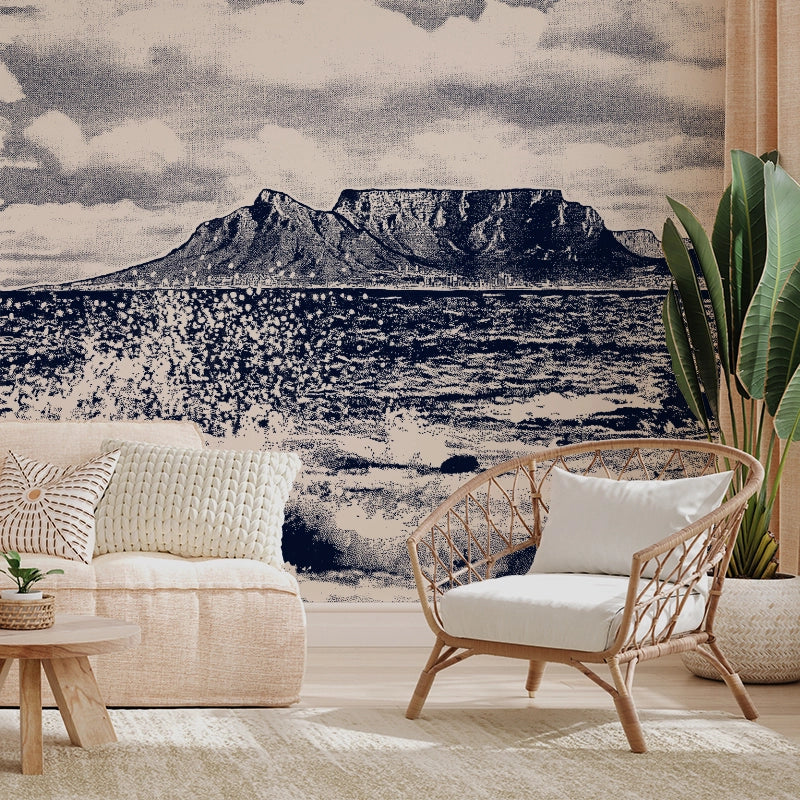 Cape Town Splash – Navy and Natural Wallpaper