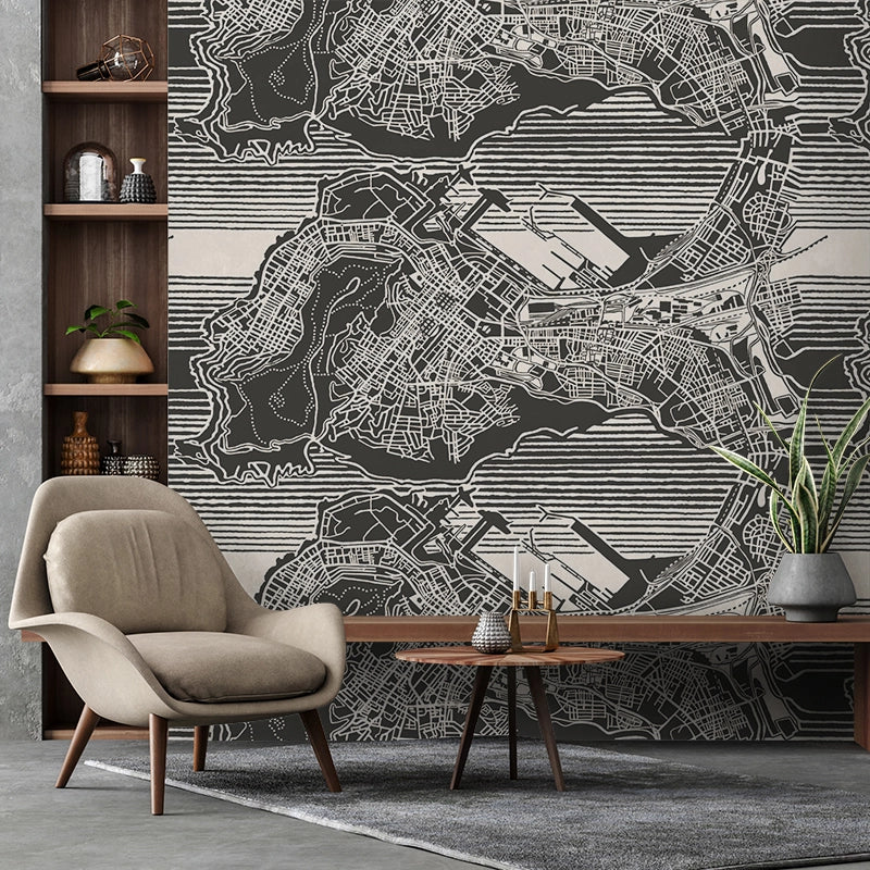 Cape Town Weave Charcoal on Natural Wallpaper