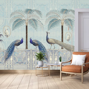 Chinoiserie Birds Palace – Sapphire Wallpaper