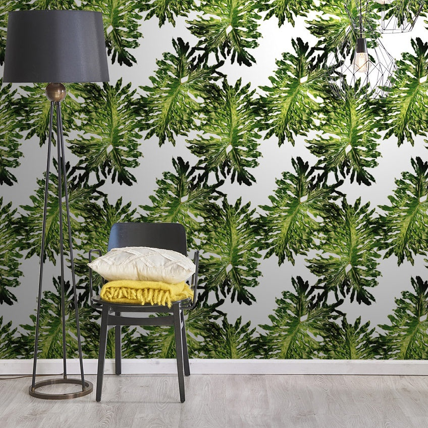 Luscious Jungle White Wallpaper