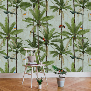 Crazy Palms Tropical birds Wallpaper