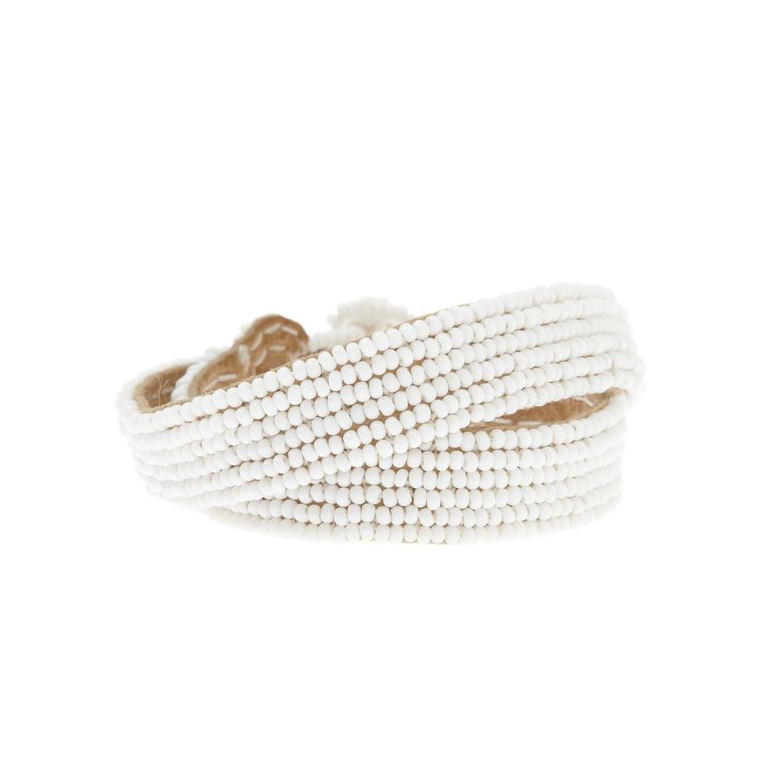 LEATHER WRAP BRACELET BY SIDAI DESIGNS JEWELRY. A double wrap beaded leather bracelet, from our Sipolio collection ,decorated with a triangle pattern, featuring luxury suede & glass beads.