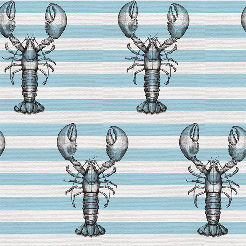 Lobster On Stripes – Sea Green Wallpaper