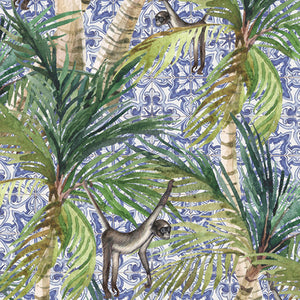 Palm Delft Monkeys Wallpaper