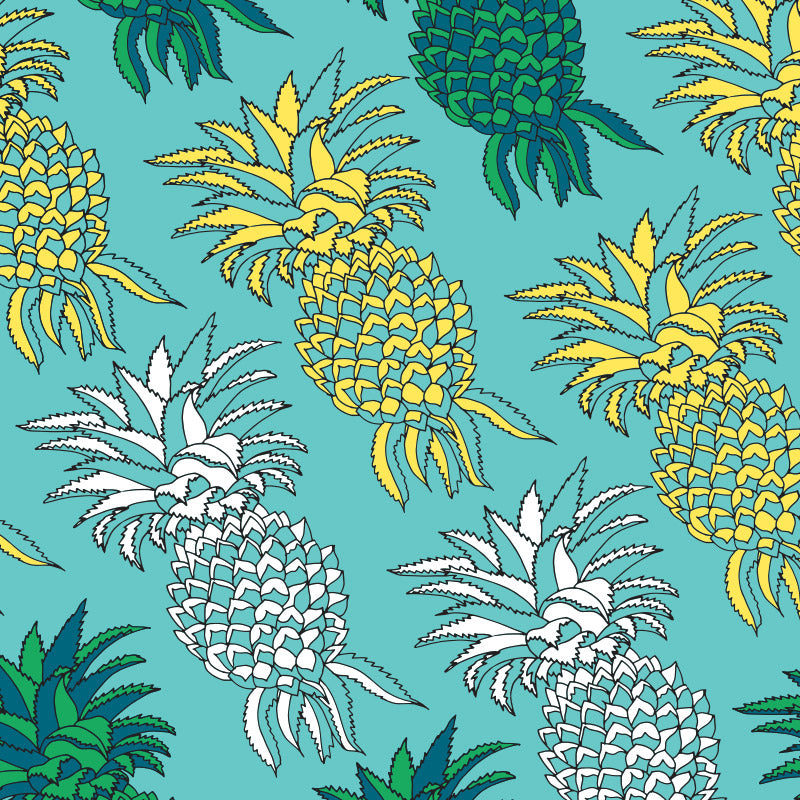 Pineapple – Teal Wallpaper