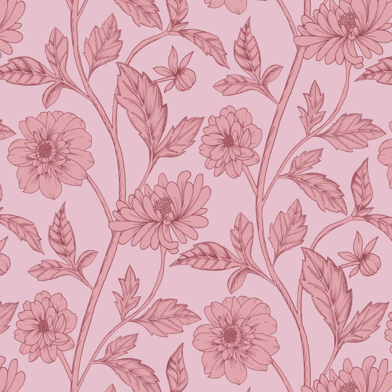Trailing Dahlia Pink Wallpaper