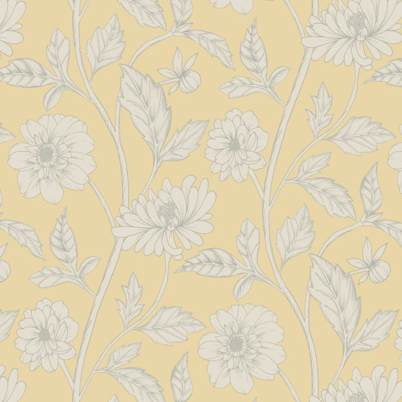 Trailing Dahlia Yellow Wallpaper
