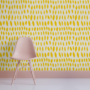 Gesneden Blad Warm Yellow Cream Wallpaper