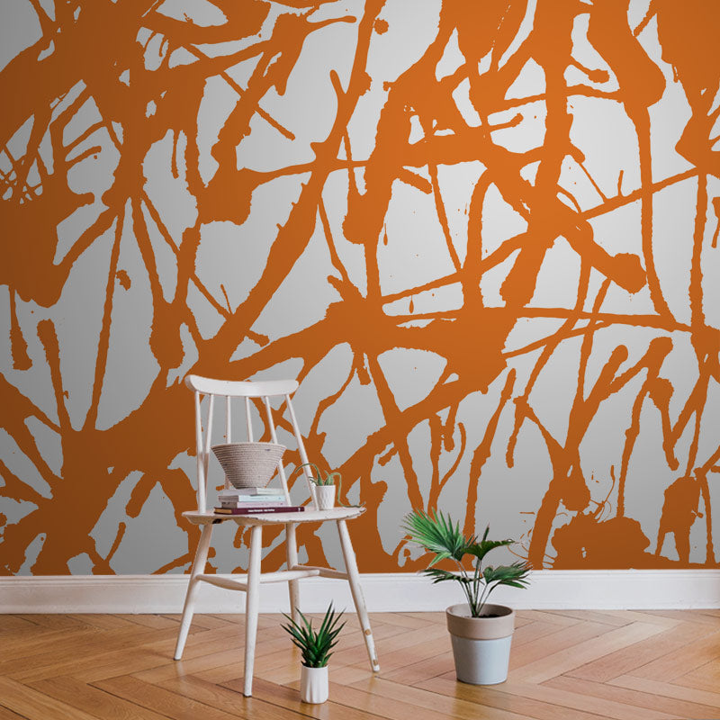 Splatter on White Mango Wallpaper