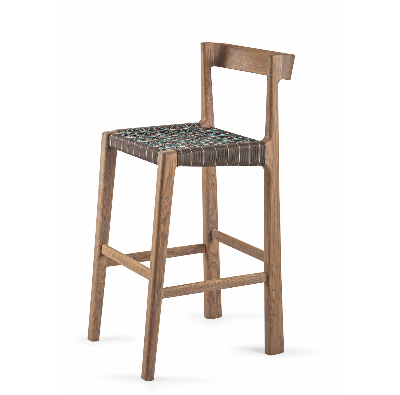 The Odi Barstool by Vogel Furniture Design. Made from a selection of timbers and finishes, it features a comfy woven base, in an assortment of patterns, weaves and colors.