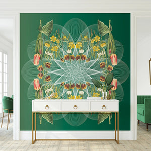 Spring-Floral-Spiral-Botanical-Mural-Emerald-by-Adrienne-Kerr.webp