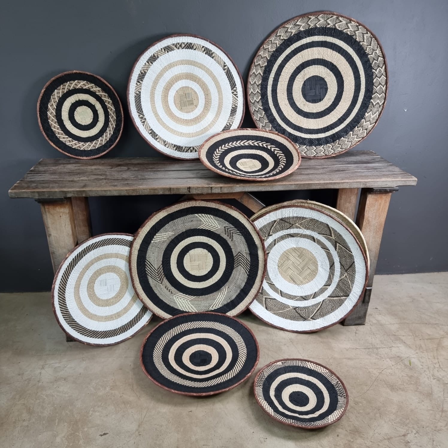 Tonga baskets on bench.JPG