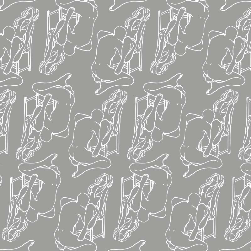 Tongue in Chick White On Grey Wallpaper