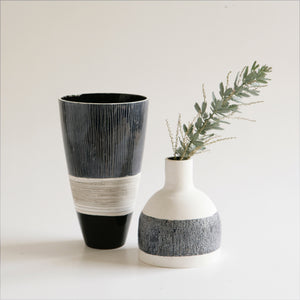 Ceramic Orb vase blue slate