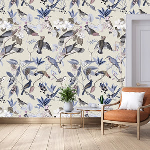Vintage Birds – Sapphire Wallpaper