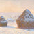 Wheatstacks, Snow Effect, Morning by Monet Wallpaper