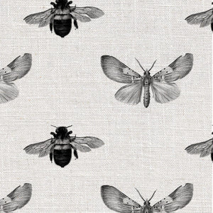 Bee and Moth Grey Wallpaper