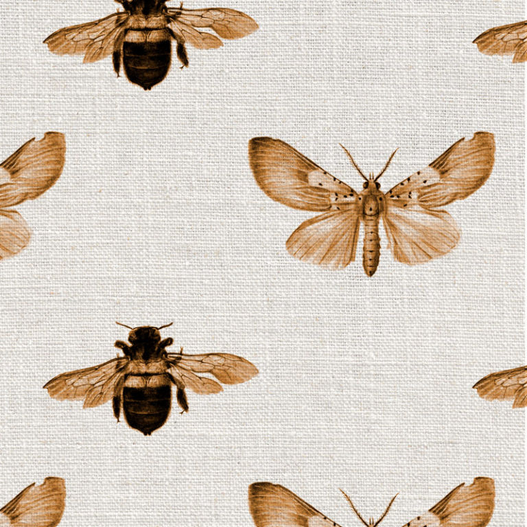 Bee and Moth Sepia Wallpaper