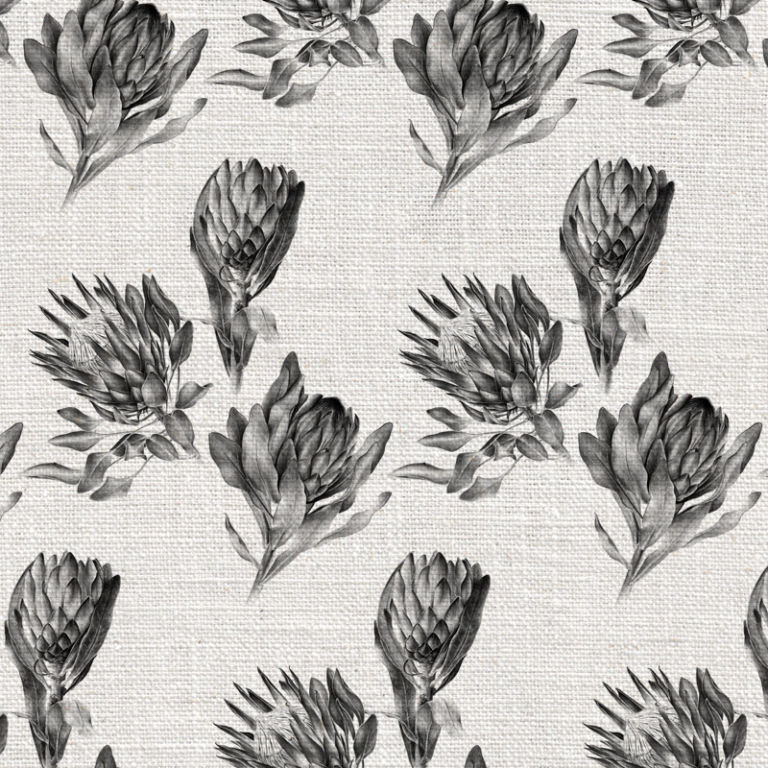 Protea Mix Grey Wallpaper