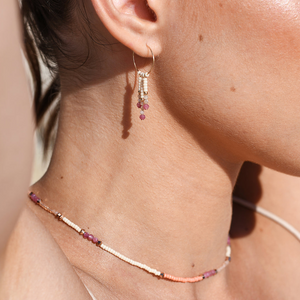 Semi Precious XS hoops with beaded bars