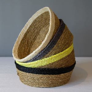 Large grass bread basket with trim color