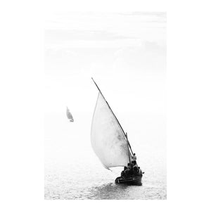 ILHA_01 BY DAVID BALLAM. Dhow, Ilha de Moçambique. This artwork is from the Ilha Collection by South African fine arts photographer David Ballam. It features a beautiful seascape view of fishermen at work. 