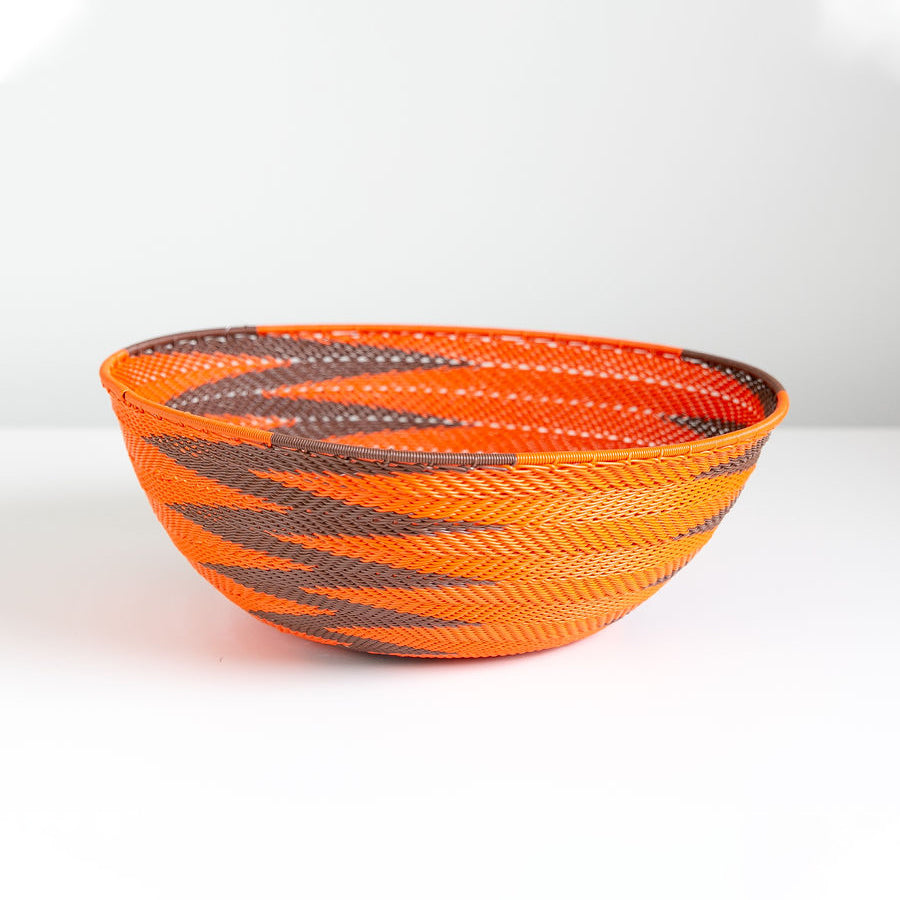 African Wire Decorative triangular bowl - orange | brown
