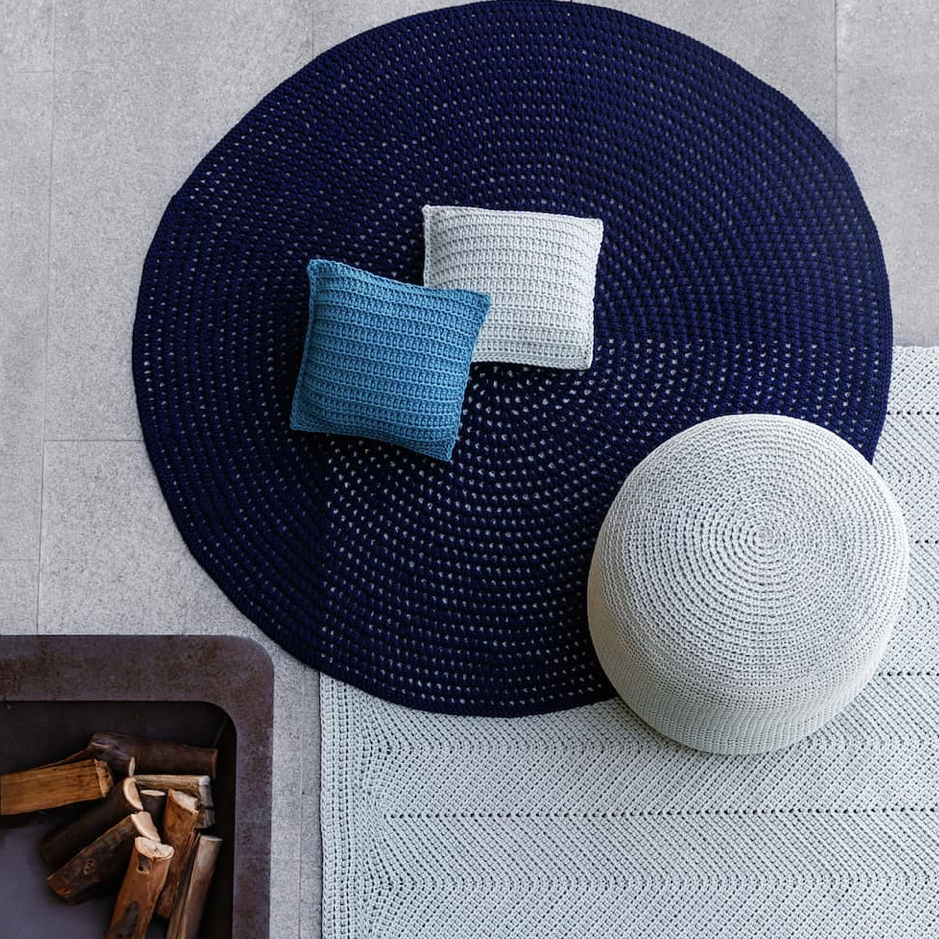 ROBALA OUTDOOR POUF BY FIBRE DESIGNS. These stylish, hand-braided outdoor poufs from The Verandah Collection are ideal for demanding domestic and commercial environments. 