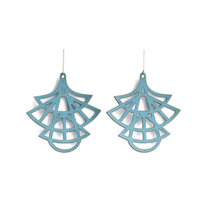 STILO LEATHER EARRINGS - JEWELRY BY WHITE RABBIT DAYS. These Asian-feel, fanned-out Stilo leather earrings are hung on sterling silver hooks. 